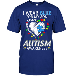 I Wear blue For My Son, Heart Autism Awareness T-shirt
