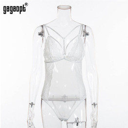 Summer Fashion Lace Bodysuit Women Perspective Bandage Mesh Bodysuit Black Sexy Bodysuit Jumpsuit Overalls