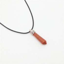 HEXAGONAL COLUMN NATURAL AGATE AMETHYST CRYSTAL STONE NECKLACE