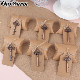 Rustic Wedding Paper Candy Boxes Opener Keychain Gift for Guests Wedding Souvenirs Party Decoration