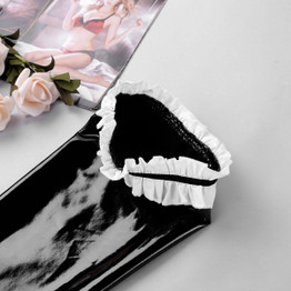 Faux Leather Ruffled Tights