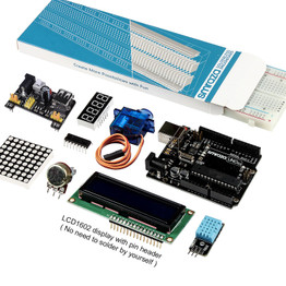 Smraza Basic Starter Kit for Arduino R3 Project with Tutorial, LCD Module, Jumper Wires, Breadboard, Servo Motor, Compatible with MEGA2560 Nano (21 Lessons)-S17