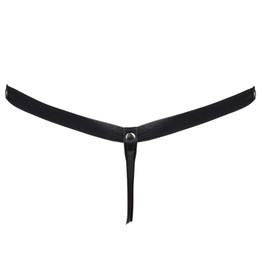 Faux Leather Buckled Bulge Pouch G-string