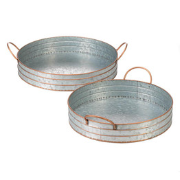 ROUND GALVANIZED METAL TRAY DUO