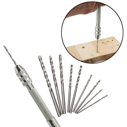 High Quality Mini Micro Aluminum Hand Drill Drill Bits With Keyless Chuck +10pc Twist Drill Bit Woodworking Drilling Rotary Tool