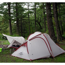 Naturehike Camping Tent 3 Person 20D Silicone One Bedroom One Living Room Double Layers Rainproof NH Outdoor Tent 4 Season