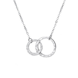 Stainless Steel Round Double Circle Pendant Necklace