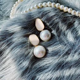 Micro Pave Zircon Moon Star Pearl Earrings