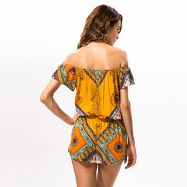 Vintage Sexy Short Sleeve Floral Print Boho Bohemian Rompers