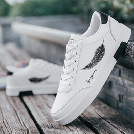 Casual Leather Lace-up Low Top White Sneakers Shoes