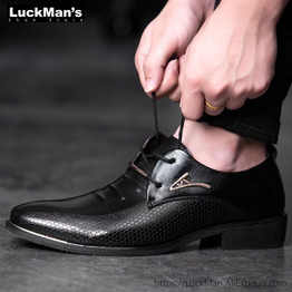 Luxury Classic Pointed Toe Pu Leather Black Oxford Shoes