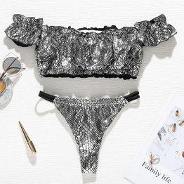 Sexy Bikini Push Up High Cut Thong Swimsuit Women Off Shoulder