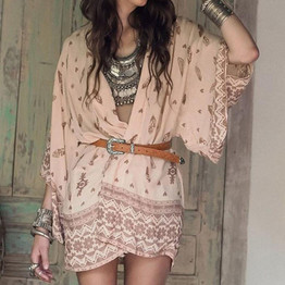 Kimono Cardigan  Chiffon Printed Blouse Boho Loose Shawl Tops Cover up