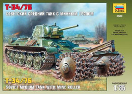 Zvezda 1/35 Soviet T34/76 Medium Tank w/Mine Roller Kit