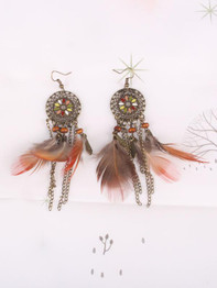 Feather Tasseled Alloy Earrings