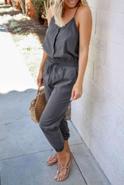 Fashion Pure V neck Vest Jumpsuits