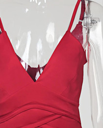 V Neck Bodycon Midi Dress