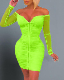 Off Shoulder Ruched Bodycon Dress