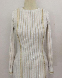 Sequined Striped Bodycon Mini Dress