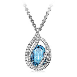 "Flashlight" Pendant Necklace Made with Blue / Clear SWAROVSKI Crystals
