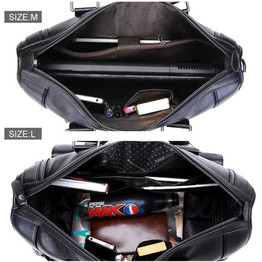 Men leather black briefcase business messenger bags