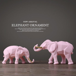 Elephant figurine 2/set resin for home office hotel decoration tabletop animal modern craft India white Elephant statue decor