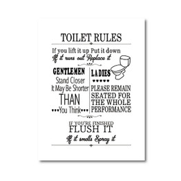 Toilet Rules Wall Art Canvas Painting Modern Funny Bathroom Rules Sign Poster Prints Toilet Humour Picture Bathroom Home Decor