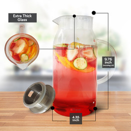 Glass Water Pitcher With Lid (60 Ounces)