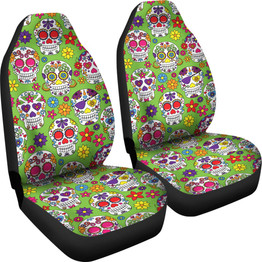 Green Sugar Skull II Car Seat Covers