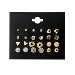 12 Pairs/Set Women's Earrings Set Stud Earrings For Women Bohemian Fashion Jewelry Vintage Geometric Crystal Pearl Earrings 2020