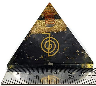 Shungite Orgonite Pyramid for Reiki Healing - Orgone Pyramid, healing Gemstones