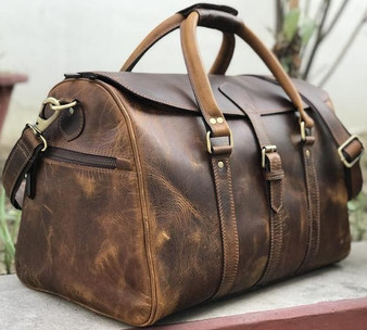 William Premium Rustic Leather Weekender Bag Women Handmade Travel Duffle - Halloween Duffle