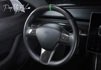 Genuine Carbon Fiber Top Steering Wheel Fascia for Model Y (Various Options)