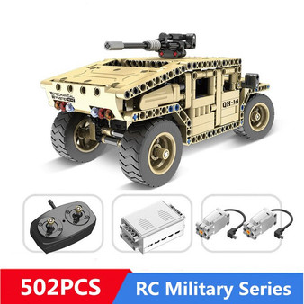 502pcs Diy Building Blocks Technic Military Remote Control RC Armed Hummer Car Compatible with L Brand Toys For Children Gifts