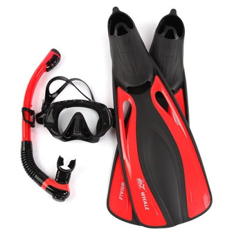 WHALE Professional Snorkels Scuba Diving Mask Goggles Glasses Diving Swimming Fins Flippers Set Diving Equipment