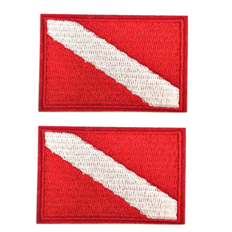 2PC Scuba Diving Flag Patch Dive Diver  Patches Iron Sew on Embroidered Embroidery Biker Backpack Badge Diving Snorkeling Gift