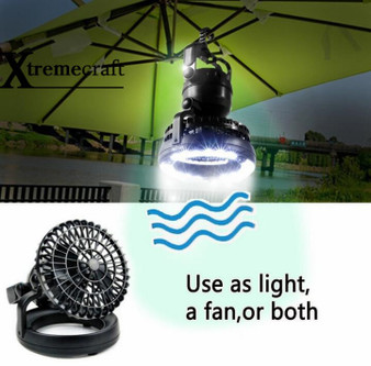 2 In 1 Portable LED Camping Lantern With 18 LED Flashlight Ceiling Fan For Tent, Outdoor, Hiking, Fishing, Outages and Emergencies.