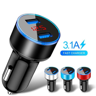 Lovebay 3.1A LED Display Dual USB Car Charger Universal Mobile Phone Aluminum Car-Charger for Samsung iPhone 11 Pro Max