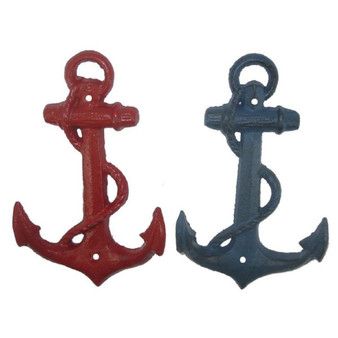 2 Cast Iron Anchor Wall Towel Hooks