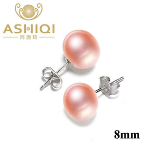 ASHIQI Natural Freshwater Pearl Stud Earrings 2020 Trendy for Women Real 925 Sterling Silver Jewelry Gift Wholesale