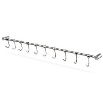 TOOGOO Kitchen Rail Rack Wall Mounted Utensil Hanging Rack Stainless Steel Hanger Hooks for Kitchen Tools Pot Towel 10 Sliding Hooks