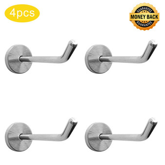 Shineme 4Pack Stainless Steel Wall Hook Single Holder for Living room Coat Hat Robe hanger Bathroom Towel Kitchen Strong Heavy Duty Garage Storage Organizer Utensil Hook (large-4pcs)