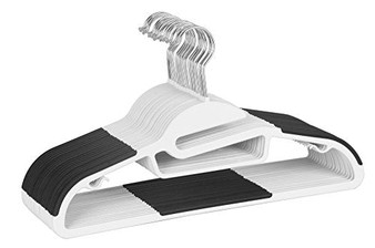 Finnhomy Heavy Duty 50 Pack Plastic Hangers, Durable Clothes Hangers with Non-Slip Pads, Space Saving Easy Slide Organizer for Bedroom Closet, Great for Shirts, Pants,White