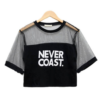 Loose Crop Top T-Shirt Crew Neck