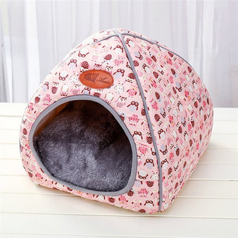 Brand New Cat Warm Cave Lovely Bow Design Puppy Winter Bed House Kennel Fleece Soft Nest For Small Medium Dog House for cat