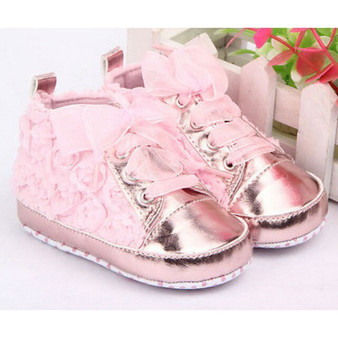 Baby Girl Cute Lace Floral Embroidered Soft Shoes - Leather Shoes Non-slip