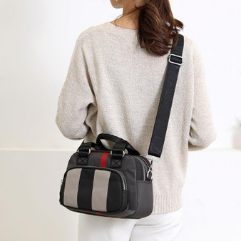 Women's Casual Contrast Color Waterproof Nylon Bags Multifunctional Multi-pocket Zipper Handbags