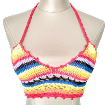 Rainbow Crochet Crop Top Beachwear
