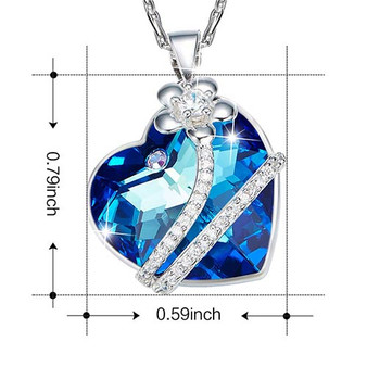 Flower Blue Sapphire Swarovski Crystal Necklace
