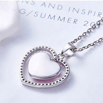 Silver Necklace Embellished with Swarovski Heart Crystal